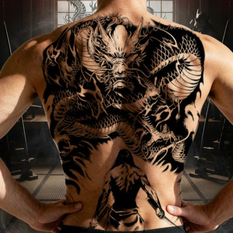 Semi-Permanent, Long Lasting "Showstopper" Full Back Temporary Tattoo