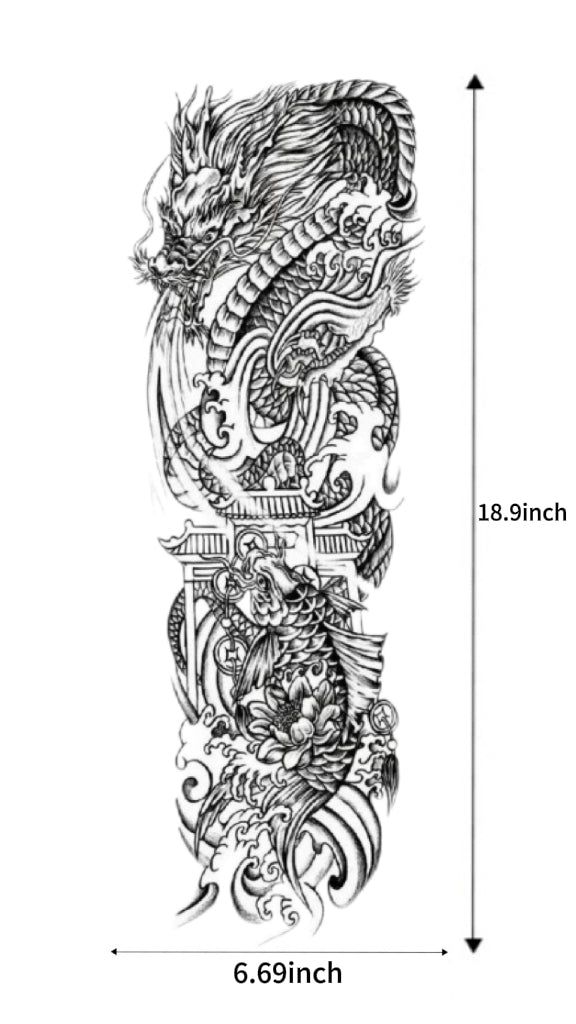 Hyper-Realistic Full Arm Temporary Tattoos, Wolf, Lion, Dragon, Animal