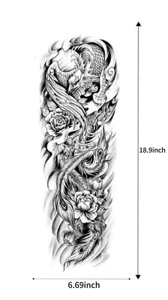 Hyper-Realistic Full Arm Temporary Tattoos, Wolf, Lion, Dragon, Animal