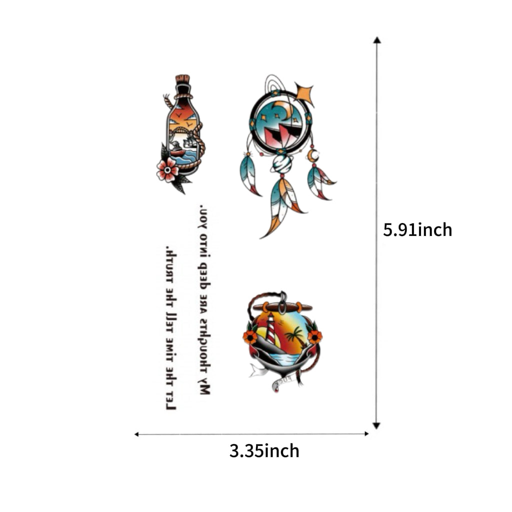 6 sheets "The Art Pack" Eclectic Temporary Tattoo Collection