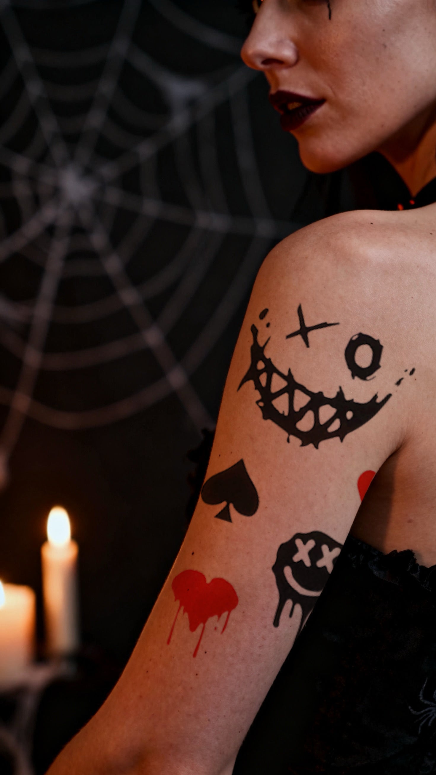 "The Joker" Psycho Clown Temporary Tattoo Set (4 Sheets)