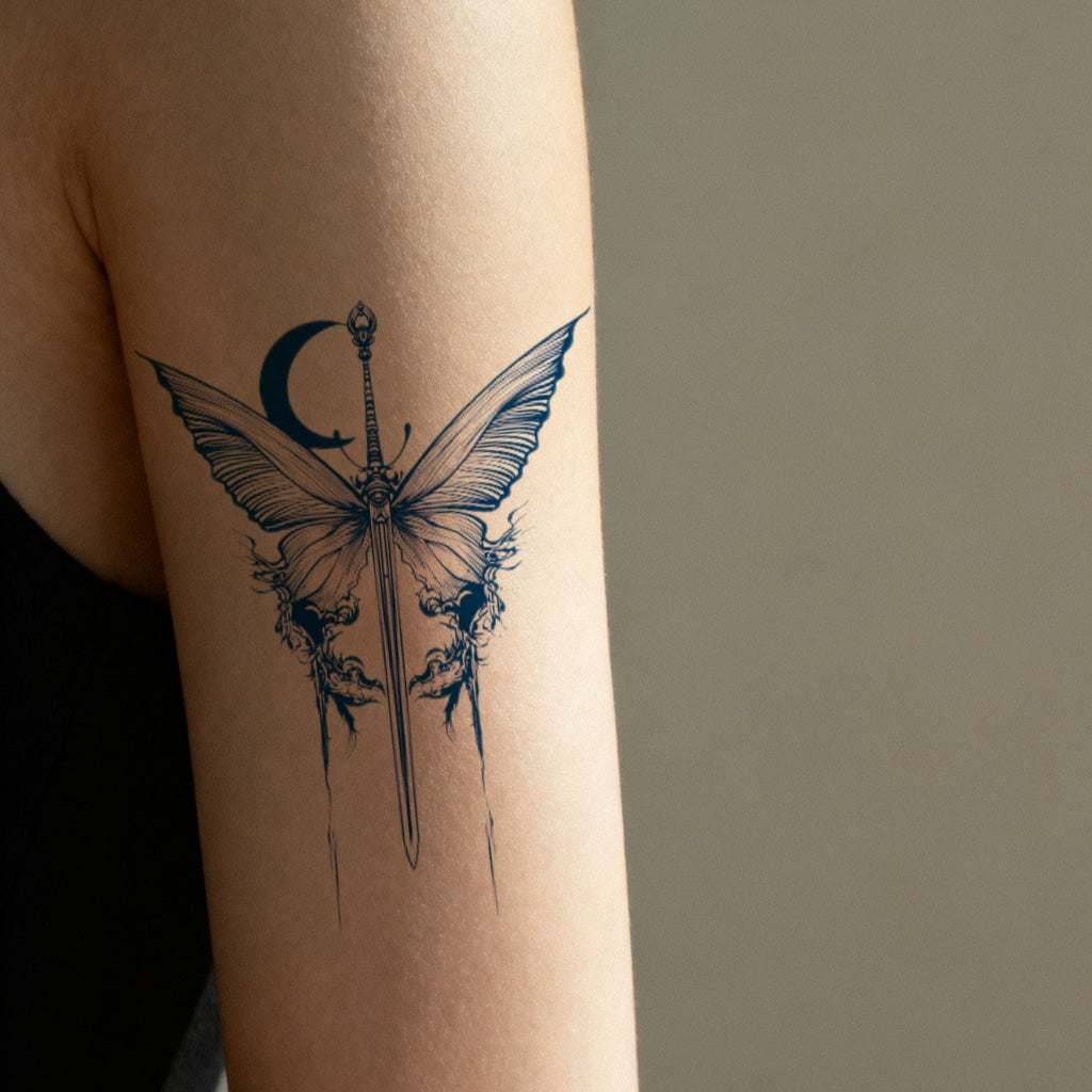 Semi Permanent, Long Lasting Sword & Rose Herbal Tattoo Set (5 Pieces)
