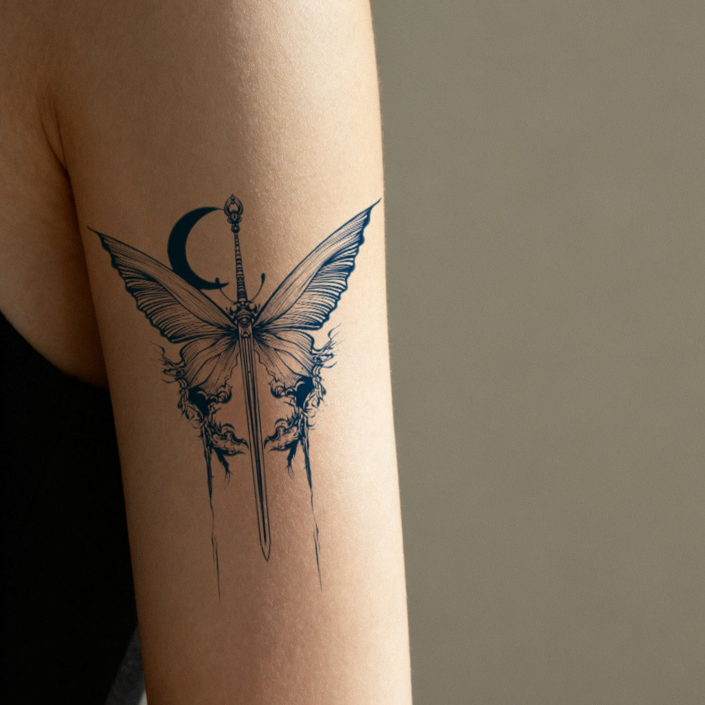 Semi Permanent, Long Lasting Sword & Rose Herbal Tattoo Set (5 Pieces)