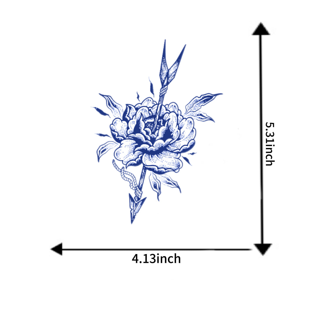 Semi Permanent, Long Lasting Sword & Rose Herbal Tattoo Set (5 Pieces)