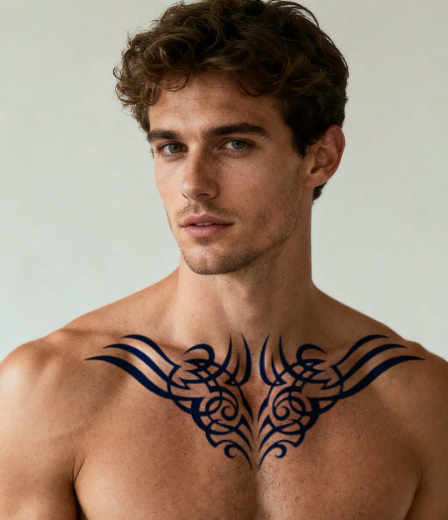 Semi-Permanent, Long Lasting Herbal Chest & Upper Back Tattoo Set (4 Pieces)