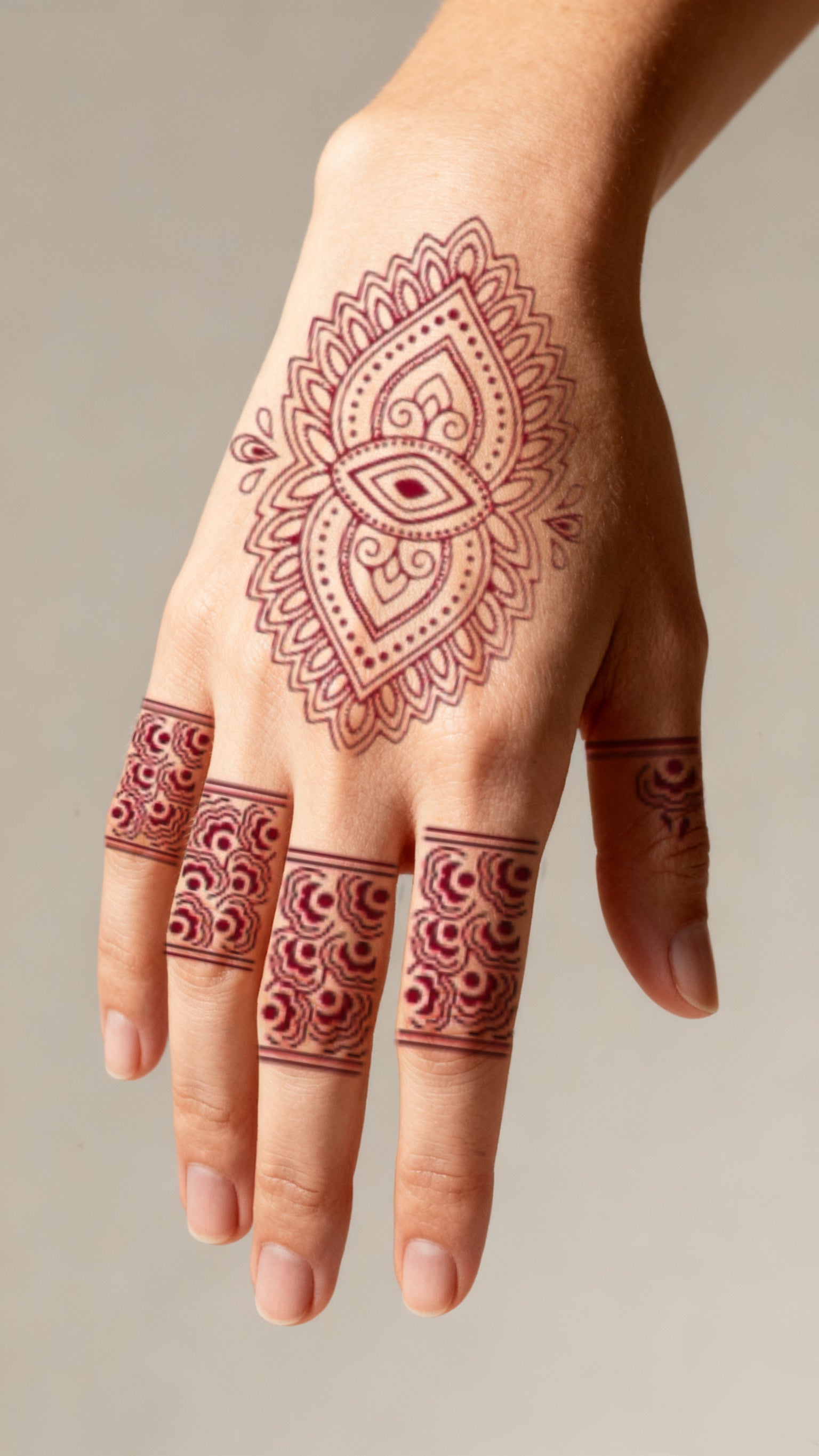 "Henna Soul" Red Lace & Mandala Temporary Tattoo Set (3 Sheets)