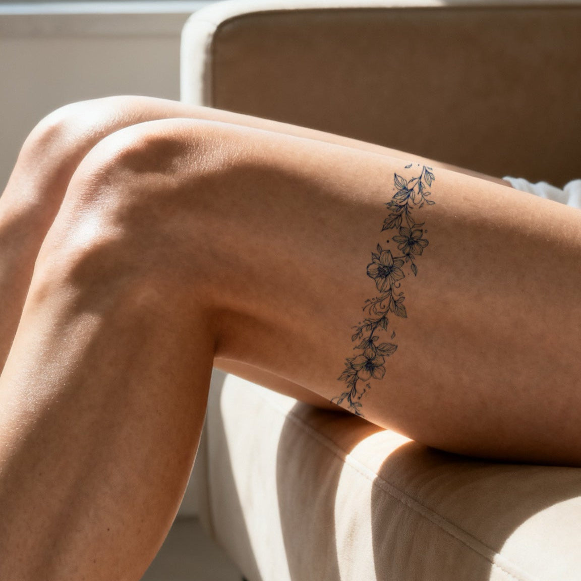 Semi Permanent, Long Lasting Delicate Floral Bands Tattoo Set (4 Pieces)
